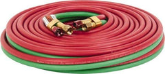 Parker - 1/4" Inside x 17/32" Outside Diam, Grade R Welding Hose - Green & Red, 50' Long, Twin Style, 200 psi Working Pressure - Americas Industrial Supply