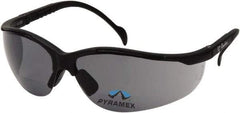 PYRAMEX - +2, Gray Lenses, Scratch Resistant, Framed Magnifying Safety Glasses - UV Protection, Adjustable Temples, Black Nylon Frame, ANSI Z87.1, CSA Z94.3-07 - Americas Industrial Supply