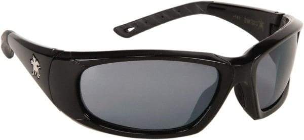 MCR Safety - Gray Lenses, Framed Safety Glasses - Anti-Fog, Scratch Resistant, Black Polycarbonate/Thermoplastic Rubber Frame, Size Universal, Wrap Around - Americas Industrial Supply