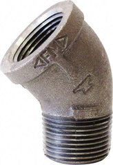 Made in USA - Size 1", Class 150, Malleable Iron Black Pipe 45° Street Elbow - 300 psi, Threaded (NPT) End Connection - Americas Industrial Supply