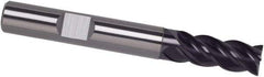 Guhring - 1/2", 3" LOC, 1/2" Shank Diam, 5" OAL, 4 Flute, Solid Carbide Square End Mill - Single End, FIREX Finish, Spiral Flute, 35/38° Helix, Centercutting, Right Hand Cut, Right Hand Flute, Series 4252 - Americas Industrial Supply