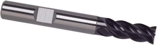 Guhring - 7/16", 3" LOC, 7/16" Shank Diam, 5" OAL, 4 Flute, Solid Carbide Square End Mill - Single End, FIREX Finish, Spiral Flute, 35/38° Helix, Centercutting, Right Hand Cut, Right Hand Flute, Series 4252 - Americas Industrial Supply