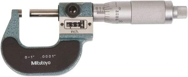 Mitutoyo - 0 to 1 Inch Range, Standard Throat, Electronic Outside Micrometer - 0.0001 Inch Accuracy, Friction Thimble, Rotating Spindle, Includes NIST Traceability Certification - Americas Industrial Supply