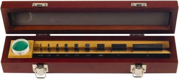Mitutoyo - 9 Piece, 1/16 to 2", Grade AS-1, Steel Gage Block Set - Rectangular - Americas Industrial Supply