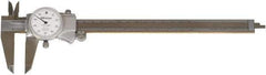 Mitutoyo - 0" to 8" Range, 0.001" Graduation, 1" per Revolution, Dial Caliper - White Face, Accurate to 0.1000", 50mm Jaw Length - Americas Industrial Supply