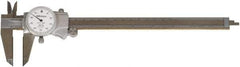 Mitutoyo - 0" to 8" Range, 0.001" Graduation, 1" per Revolution, Dial Caliper - White Face, Accurate to 0.1000", 50mm Jaw Length - Americas Industrial Supply