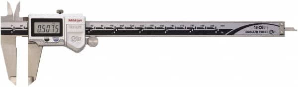 Mitutoyo - 0 to 200mm Range, 0.01mm Resolution, IP67 Electronic Caliper - 0.001" Accuracy, SPC Output - Americas Industrial Supply