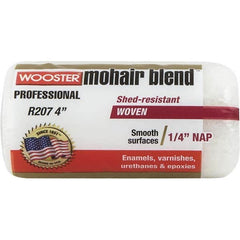 Wooster Brush - 1/4" Nap, 4" Wide Paint Roller Cover - Smooth Texture, Mohair Blend - Americas Industrial Supply