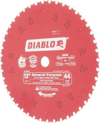 Freud - 12" Diam, 1" Arbor Hole Diam, 44 Tooth Wet & Dry Cut Saw Blade - Carbide-Tipped, Standard Round Arbor - Americas Industrial Supply