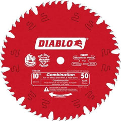 Freud - 10" Diam, 5/8" Arbor Hole Diam, 50 Tooth Wet & Dry Cut Saw Blade - Carbide-Tipped, Standard Round Arbor - Americas Industrial Supply