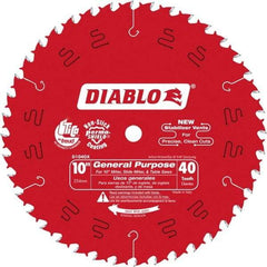 Freud - 10" Diam, 5/8" Arbor Hole Diam, 40 Tooth Wet & Dry Cut Saw Blade - Carbide-Tipped, Standard Round Arbor - Americas Industrial Supply