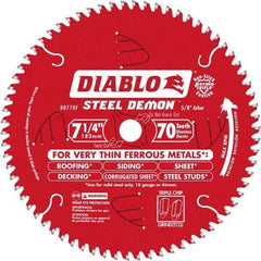 Freud - 7-1/4" Diam, 5/8" Arbor Hole Diam, 70 Tooth Wet & Dry Cut Saw Blade - Carbide-Tipped, Standard Round Arbor - Americas Industrial Supply