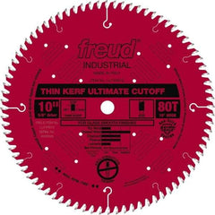 Freud - 10" Diam, 5/8" Arbor Hole Diam, 80 Tooth Wet & Dry Cut Saw Blade - Carbide-Tipped, Standard Round Arbor - Americas Industrial Supply