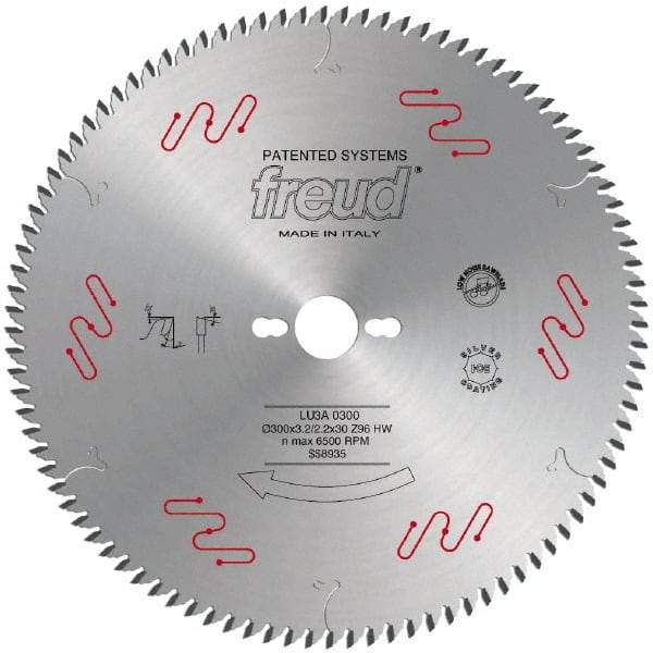 Freud - 300mm Diam, 1" Arbor Hole Diam, 96 Tooth Wet & Dry Cut Saw Blade - Carbide-Tipped, Standard Round Arbor - Americas Industrial Supply