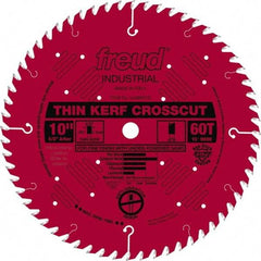 Freud - 10" Diam, 5/8" Arbor Hole Diam, 60 Tooth Wet & Dry Cut Saw Blade - Carbide-Tipped, Standard Round Arbor - Americas Industrial Supply