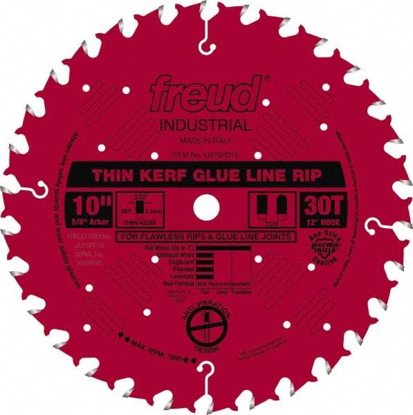 Freud - 10" Diam, 5/8" Arbor Hole Diam, 30 Tooth Wet & Dry Cut Saw Blade - Carbide-Tipped, Standard Round Arbor - Americas Industrial Supply