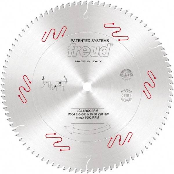Freud - 305mm Diam, 3-1/8" Arbor Hole Diam, 36 Tooth Wet & Dry Cut Saw Blade - Carbide-Tipped, Standard Round Arbor - Americas Industrial Supply