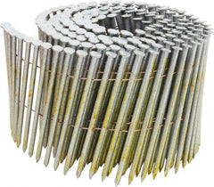 Stanley Bostitch - 11 Gauge 0.131" Shank Diam 3-1/2" Long Framing Nails for Power Nailers - Steel, Yellow Zinc Finish, Smooth Shank, Coil Wire Collation, Round Head, Diamond Point - Americas Industrial Supply