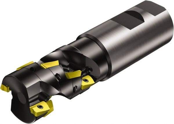 Sandvik Coromant - 1-1/2" Cut Diam, 2.13" Max Depth of Cut, 1-1/2" Shank Diam, 5.418" OAL, Indexable Square Shoulder End Mill - Multiple Insert Styles, Weldon Shank, 90° Lead Angle, Series CoroMill 390 - Americas Industrial Supply