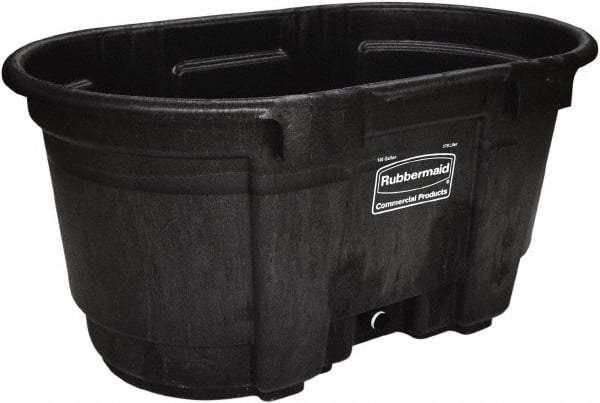 Rubbermaid - 100 Gallon Black Oval Plastic Stock Tank - 25" High x 31" Diam - Americas Industrial Supply