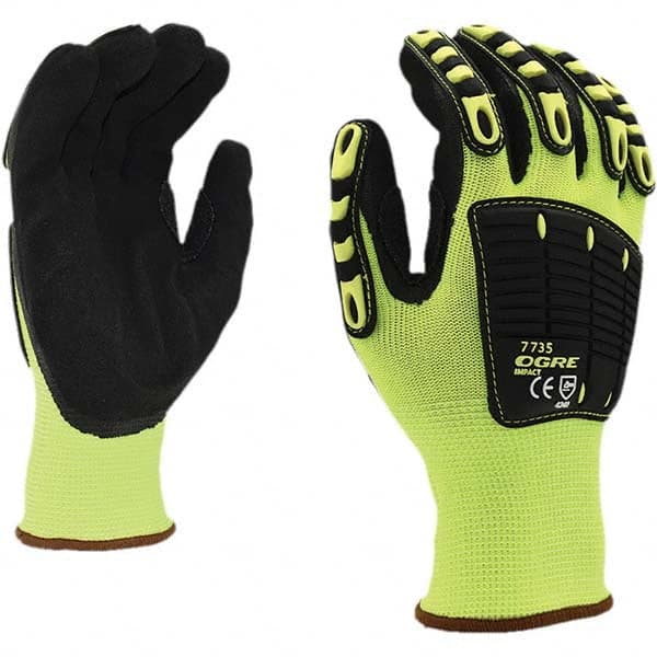 Cordova - Size L (9) Nitrile Coated Polyester, TPR & Nitrile Impact High Visibility Work Gloves - Americas Industrial Supply