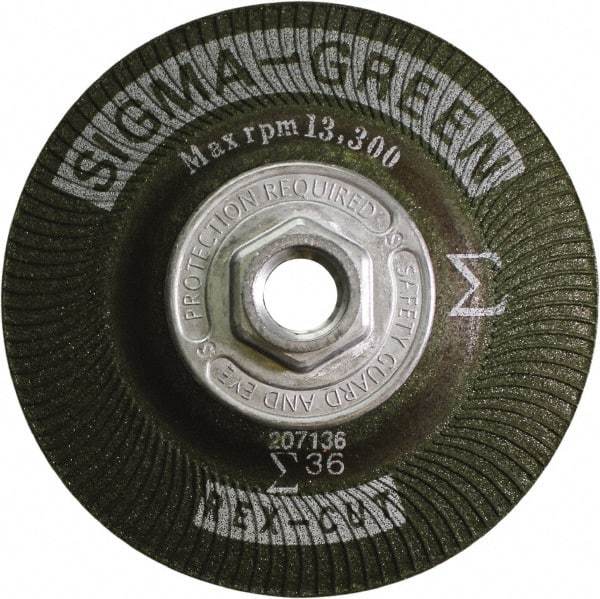 Rex Cut Product - 36 Grit, 4-1/2" Wheel Diam, Type 27 Depressed Center Wheel - Zirconia Alumina/Aluminum Oxide Blend - Americas Industrial Supply