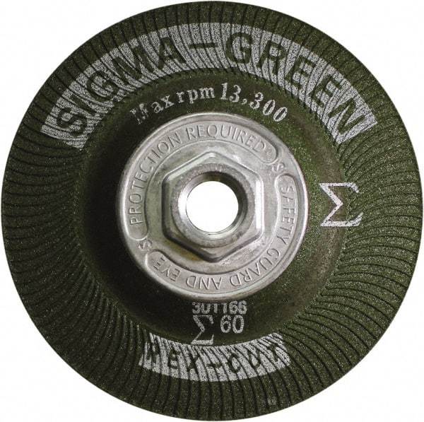 Rex Cut Product - 60 Grit, 4-1/2" Wheel Diam, Type 27 Depressed Center Wheel - Zirconia Alumina/Aluminum Oxide Blend - Americas Industrial Supply