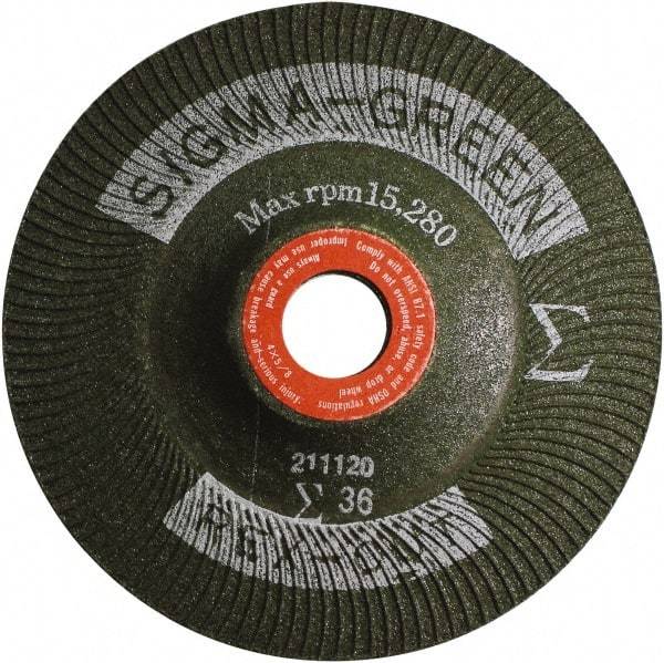 Rex Cut Product - 36 Grit, 4" Wheel Diam, 5/8" Arbor Hole, Type 27 Depressed Center Wheel - Zirconia Alumina/Aluminum Oxide Blend - Americas Industrial Supply