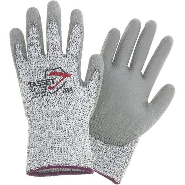 Worldwide Protective Products - Size XS, ANSI Cut Lvl 3, Cut Resistant Gloves - Palm & Fingertips Coated, Gray/White - Americas Industrial Supply