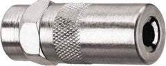 DeWALT - 10,000 Operating psi, 2" Long, 1/8 Thread, Nickel Plated Brass Fixed Grease Gun Coupler - NPT Thread, 10,000 psi Burst Pressure, Silver - Americas Industrial Supply