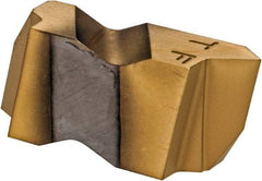 Hertel - ITF3 Grade HC335, Internal/External Partial Profile 60° Threading Insert - 0.6 to 2.5mm & 10 to 44 TPI Ext Pitch, 10 to 2.5mm & 9 to 24 TPI Int Pitch, Right Hand Insert, TiN Finish, Carbide - Americas Industrial Supply
