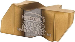 Hertel - 3047IR Grade HC335, 2.39mm Cutting Width Carbide Grooving Insert - 4.57mm Max Depth of Cut, Left Hand, 0.047" Corner Radius, TiN Finish - Americas Industrial Supply