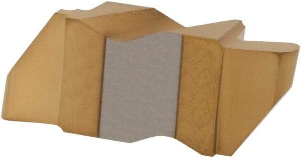 Hertel - 3031IR Grade HC335, 1.57mm Cutting Width Carbide Grooving Insert - 3.18mm Max Depth of Cut, Left Hand, 0.031" Corner Radius, TiN Finish - Americas Industrial Supply