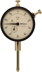 Mitutoyo - 1" Range, 0-100 Dial Reading, 0.001" Graduation Dial Drop Indicator - 57mm Dial, 0.1" Range per Revolution, 0.002" Accuracy, Includes NIST Traceability Certification - Americas Industrial Supply