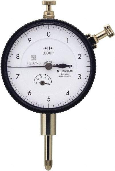 Mitutoyo - 0.5" Range, 0-10 Dial Reading, 0.0001" Graduation Dial Drop Indicator - 57mm Dial, 0.01" Range per Revolution, 0.0008" Accuracy, Includes NIST Traceability Certification - Americas Industrial Supply