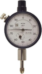 Mitutoyo - 0.025" Range, 0-100 Dial Reading, 0.001" Graduation Dial Drop Indicator - 40mm Dial, 0.1" Range per Revolution, 0.0001" Accuracy, Includes NIST Traceability Certification - Americas Industrial Supply