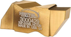 Hertel - 3156IGP Grade HC120, 3.96mm Cutting Width Carbide Grooving Insert - 4.57mm Max Depth of Cut, Left Hand, TiN Finish - Americas Industrial Supply