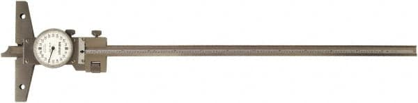 Mitutoyo - 0 to 12 Inch Range, Dial Depth Gage - 0.001 Inch Graduation, 12 Inch Travel, 410 mm Base Measuring Length - Americas Industrial Supply