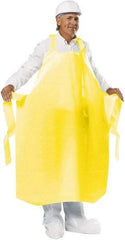 PolyConversions - 35" Wide x 55" Long x 8 mil Thick Chemical Resistant Bib Apron - Polyolefin, Yellow, Waterproof, Resists Chemicals, Fats, Oils, Dry Particles, Liquid Splashes - Americas Industrial Supply