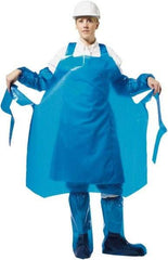PolyConversions - 35" Wide x 55" Long x 6 mil Thick Chemical Resistant Bib Apron - Polyolefin, Blue, Waterproof, Resists Chemicals, Fats, Oils, Dry Particles, Liquid Splashes - Americas Industrial Supply