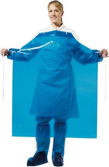 PolyConversions - 35" Wide x 45" Long x 8 mil Thick Chemical Resistant Bib Apron - Polyolefin, Blue, Waterproof, Resists Chemicals, Fats, Oils, Dry Particles, Liquid Splashes - Americas Industrial Supply