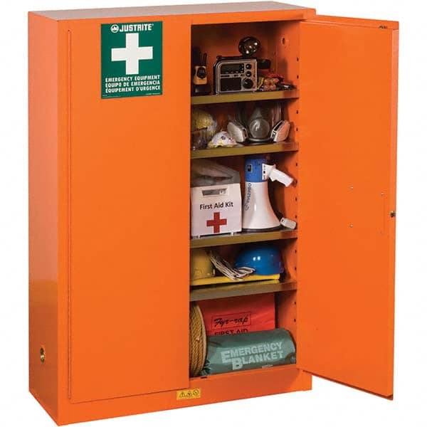 Justrite - Empty First Aid Cabinets & Cases Type: Emergency Preparedness Storage Cabinet Height (Inch): 65 - Americas Industrial Supply