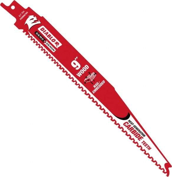 Freud - 9" Long x 0.87" Thick, Bi-Metal Reciprocating Saw Blade - Straight Profile, 6 TPI, Toothed Edge, Universal Shank - Americas Industrial Supply