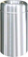 Rubbermaid - 30 Gal Aluminum Round Decorative Waste Receptacle With Top - Steel, 876mm High - Americas Industrial Supply