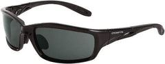 CrossFire - Smoke Lenses, Framed Safety Glasses - Scratch Resistant, Black Polycarbonate Frame, Size Universal, Wrap Around - Americas Industrial Supply