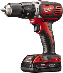 Milwaukee Tool - 18 Volt 1/2" Keyless Chuck Cordless Hammer Drill - 0 to 28,800 BPM, 0 to 1,800 RPM, Reversible - Americas Industrial Supply