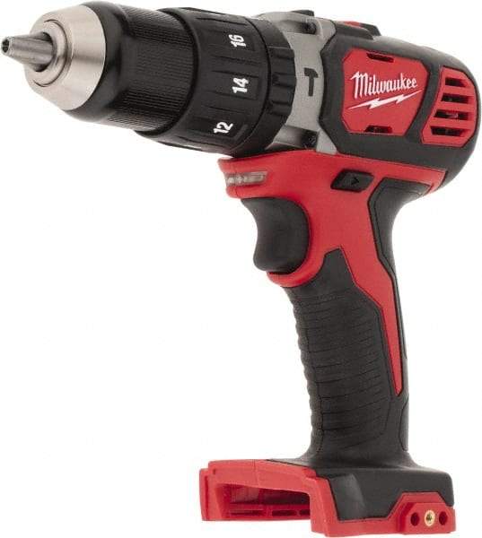 Milwaukee Tool - 18 Volt 1/2" Keyless Chuck Cordless Hammer Drill - 0 to 28,800 BPM, 0 to 1,800 RPM, Reversible - Americas Industrial Supply