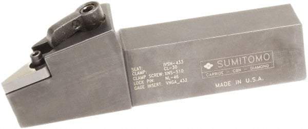 Sumitomo - MVJN, Right Hand Cut, -3° Lead Angle, 1-1/4" Shank Height x 1-1/4" Shank Width, Negative Rake Indexable Turning Toolholder - 6" OAL, VNMG 432 Insert Compatibility, Series Multi-Option - Americas Industrial Supply