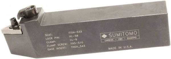 Sumitomo - MTEN, Neutral Cut, 30° Lead Angle, 1-1/4" Shank Height x 1-1/4" Shank Width, Negative Rake Indexable Turning Toolholder - 7" OAL, TNMG 54 Insert Compatibility, Series Multi-Option - Americas Industrial Supply