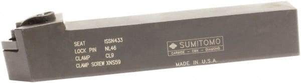 Sumitomo - MSDN, Neutral Cut, 45° Lead Angle, 1" Shank Height x 1" Shank Width, Negative Rake Indexable Turning Toolholder - 6" OAL, SNMG 43 Insert Compatibility, Series Multi-Option - Americas Industrial Supply